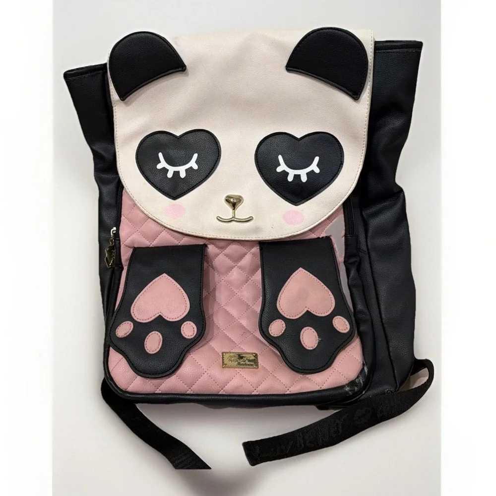 Luv Betsey By Betsey Johnson Pink Panda Backpack Black Large